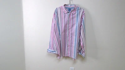 Mens RAW BLUE  4 XL  Pink Pinstripe  Striped  Preppy Long Sleeve  Shirt - Image 1 of 4