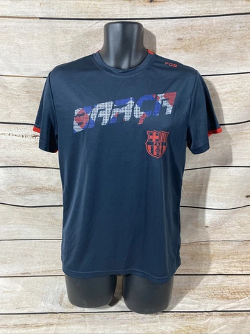 FCB Barcelona Short Sleeve Soccer Shirt Size Medium Mens Blue Futbol S/S Top Cover