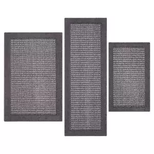 Machine Washable Faux Sisal Gray Border Indoor Accent Rug Set, 3-Piece Set - Picture 1 of 9