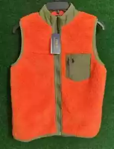 Polo Ralph Lauren Sherpa Vest Orange Green Full Zip Pocket LITTLE KIDS 6 $100 - Picture 1 of 6