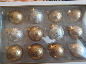 Vintage Kurt S. Adler European Style Glass  Ornaments Silver Gold Glitter 12   - Picture 1 of 4