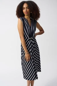 Joseph Ribkoff 251295 Midnight Blue/Vanilla Stripe Dress Original Price £289.00 - Picture 1 of 5