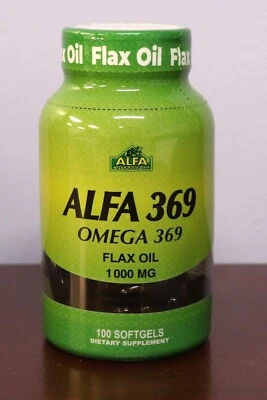 NUEVO Alfa 369 Omega 369 Aceite de Lino 1000 Mg Suplemento Dietético 100 Geles Blandos 01/2027 Foto 1 de 4