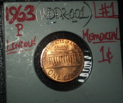 1963 p DDR UNC Mint Error Copper Penny Lincoln Wheat 1c Cent  - Image 1 of 3