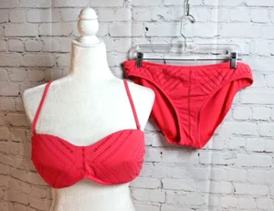 NWOT ~ Kenneth Cole Reaction 2pc Bikini Swimsuit Bandeau Top Pink Sx XL - Picture 1 of 5