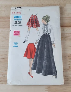 FALDA De Colección Patrón Vogue En 2 Longitudes #7405 ©1968 Corte Cintura 24 - Imagen 1 de 3