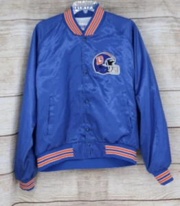 VINTAGE Chalk Line Mens Size XL Snap Down Denver Broncos Shiny Blue Jacket - Picture 1 of 7