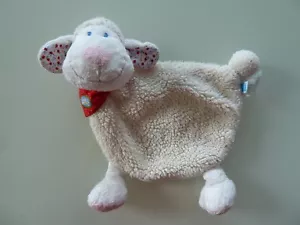 N7- FLACHES KUSCHELTIER TEX BABY SCHAF WEISS ROSA SCHAL ROT - TOP ZUSTAND - Bild 1 von 1