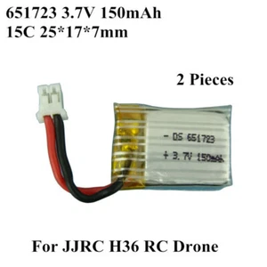 2pcs New 651723 150mAh 3.7V 15C PH2.0 Battery For JJRC H36 RC Quadcopter Drone - Picture 1 of 3
