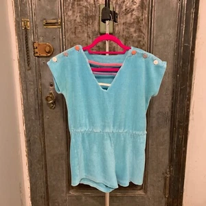 Vintage 70s 80s Georgia Street of California light blue terry cloth romper with - Picture 1 of 4