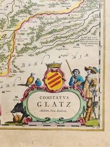 1640 MAP of POLAND KLADSKO GLATZ by WILLEM BLAEU antique AUTHENTIC hand colored - Picture 1 of 4