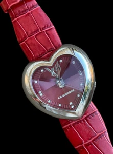NEW $420 Chronotech Love Red Prism Heart Crystal Stainless Steel Wrist Watch - Picture 1 of 11