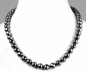 9 mm 24 Inches Black Diamond Necklace Quality AAA clarity Certified ! Ideal gift - Picture 1 of 4
