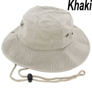 Mens Boonie Bucket Hat Cap Cotton Fishing Hunting Safari Summer Military Khaki