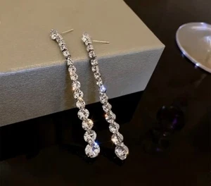 Ladies Diamonte Drop Dangle Sparkle Earrings - Picture 1 of 3