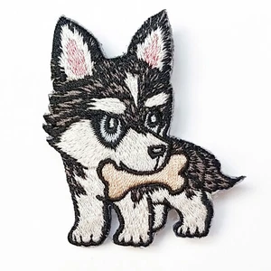 Brooch Pin Embroidery Cartoon Cute Husky Dog Puppy Bone Children Light Weight - Picture 1 of 3