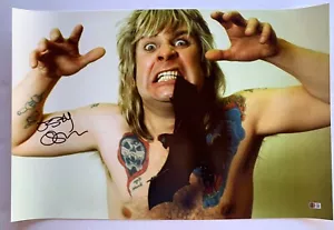 PEZZO DA MUSEO OZZY OSBOURNE Black Sabbath firmato 20x30 foto Beckett testimone #9 - Foto 1 di 3