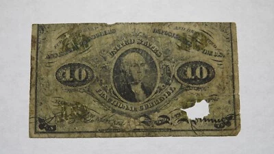 1863 $.10 Second Issue Fractional Currency Obsolete Bank Note Bill! 2nd RARE! - Image 1 of 2