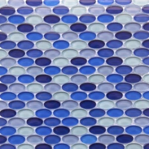 Oval Glass Mosaic Tile Mix Blue - Picture 1 of 3