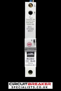 WYLEX 40 AMP CURVE B 6kA 30mA RCBO TYPE A NSBS40-B/1 - Picture 1 of 6