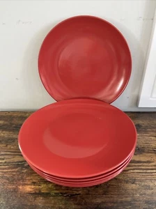 Set 6 10 Strawberry Street Solid Red 10.5” Dinner Plate - Picture 1 of 8