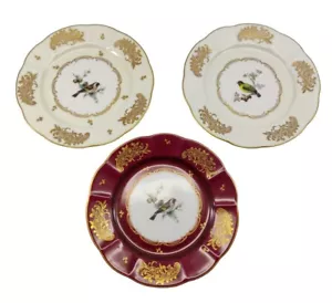 Lote de 3 platos pequeños de porcelana vintage Couleuvre Limoges Ligne Limoise pájaros - Imagen 1 de 12