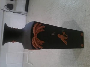 Wedgwood Jasper Black Egyptian Square Vase 7" Tall Mint - Picture 1 of 7