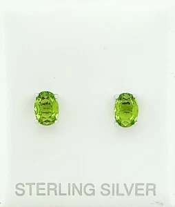 GENUINE 1.80 Cts PERIDOT STUD EARRINGS .925 Sterling Silver - NEW WITH TAG - Picture 1 of 6