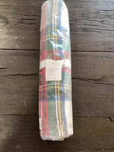 NEW Pottery Barn Stewart Plaid Tartan Cloth 108" Table Runner WHITE Multi NEW - Picture 1 of 3