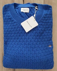 Neu* Gant Textured Cotton C Neck Pullover 5XL ( Eher 4XL +) Lapis Blue Blau... - Bild 1 von 5