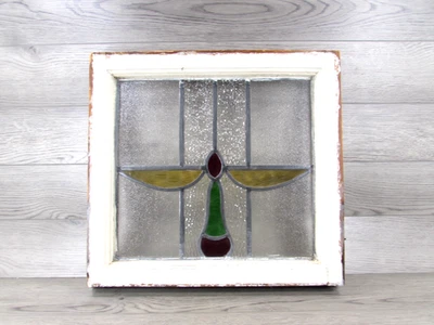 Older English Art Deco Leaded Stained-Glass Window 17 3/4"  X 19 1/4" - Image 1 of 4