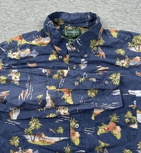 Gitman Bros Shirt Mens Large Blue Vintage Long Sleeve Button Hawaiian USA Made - Picture 1 of 7