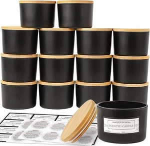 15er Pack 4 Unzen mattschwarze Glaskerze - Bild 1 von 2