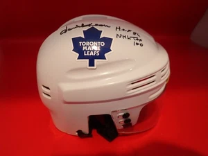 Mini casco firmato David Keon Maple Leafs con HOF 86 + NHL TOP 100 JSA WB881582 - Foto 1 di 3