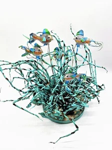 Vintage Copper Metal Colorful Coral & Fish Tropical Ocean Brutalist Sculpture - Picture 1 of 16