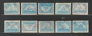 Scott # R163, Used, 1¢ Documentary Battleship, 10 Different Hand-Stamped Cancels - Picture 1 of 2