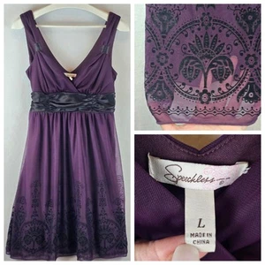 Speechless Babydoll Dress Large Y2K Fairy Grunge Whimsigoth Purple Burnout Sheer - Picture 1 of 20