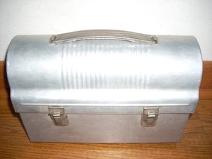 VINTAGE Silver Aluminum Dome Lunch Box Steel Mill. - Picture 1 of 7