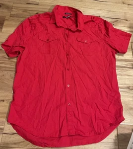 Carbon brand Mens XXL Classic Fit button down shirt. Short sleeves,Red,pockets - Picture 1 of 7