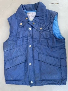 Vintage 80’s Youth 14 Puffer Vest Blue  Montgomery Ward Two Tone W/ Pockets - Picture 1 of 6
