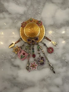 Lunch At The Ritz LATR 2GO Brooch Pin Garden Hat Charms Pendant READ - Picture 1 of 8