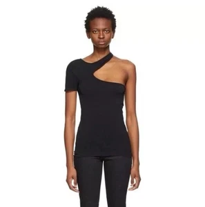 Helmut Lang Women’s One Shoulder XS/S Black Cut Out Seamless Jersey Top - Picture 1 of 8