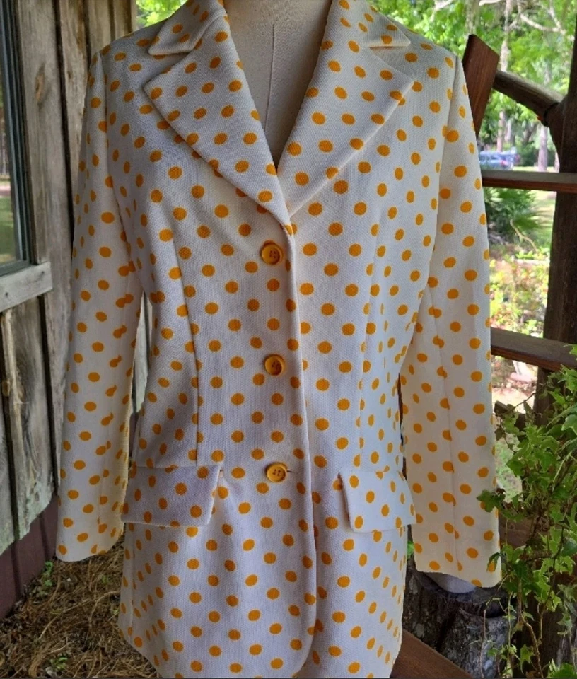 Blazer Bleyle for Hooper Indie Sleeze Vintage Blanco Lunares Amarillo Talla 14 Foto 1 de 4