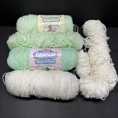 LOT of Bernat Baby Coordinates Yarn, Iced Mint green, Aqua Lemon, White - Image 1 of 4