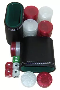 Backgammon accessories set. 30 small checkers, dice, cube, 2 cups. FREE p&p UK - Picture 1 of 1