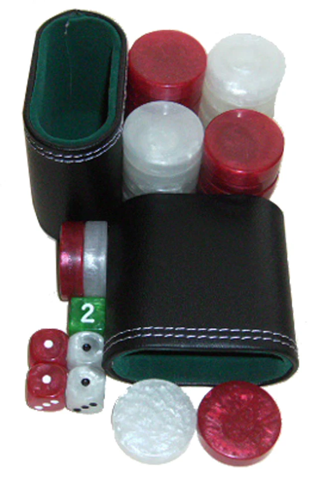 Backgammon accessories set. 30 small checkers, dice, cube, 2 cups. FREE p&p UK - Image 1 of 1