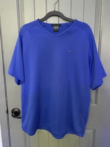 VTG NIKE SPHERE Pullover Shirt Men Large Blue Stretch Short Sleeve Active - Picture 1 of 9