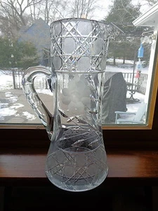 H.C. Fry Clear Glass Cut Crystal TANKARD/12" Tall (1901-1933) - Picture 1 of 8