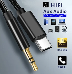 Câble Aux USB Type C vers 3,5mm pour Samsung iPhone Voiture Stéréo Audio Adaptateur Jack - Photo 1 sur 15