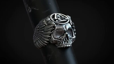 ring skull odin viking with ravens, odin viking ring, gold odin viking, silver - Image 1 of 4